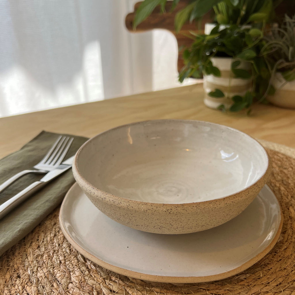 White Hand-Formed Plates - Small 19cm