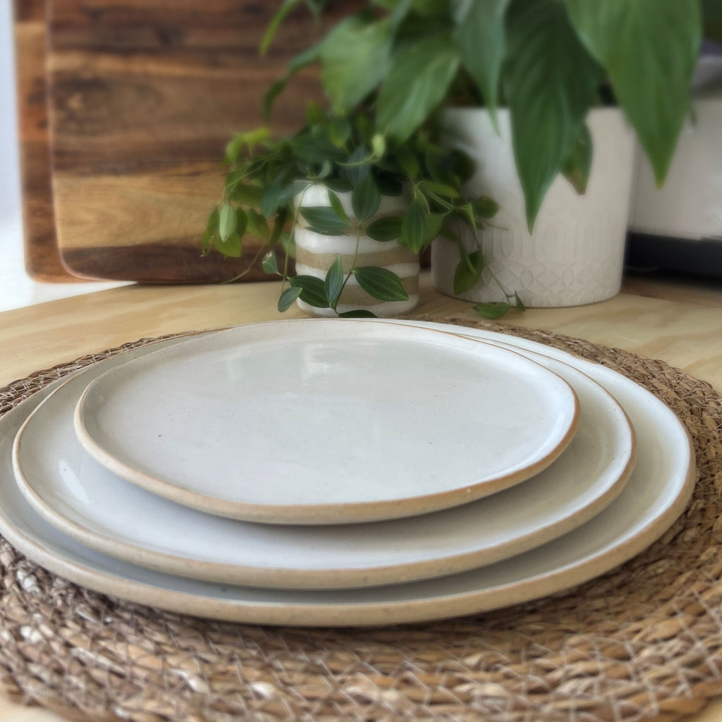 White Hand-Formed Plates - Small 19cm