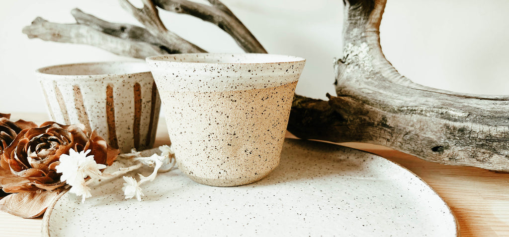 Ceramic Cups - Hand-made Snowy Ceramics