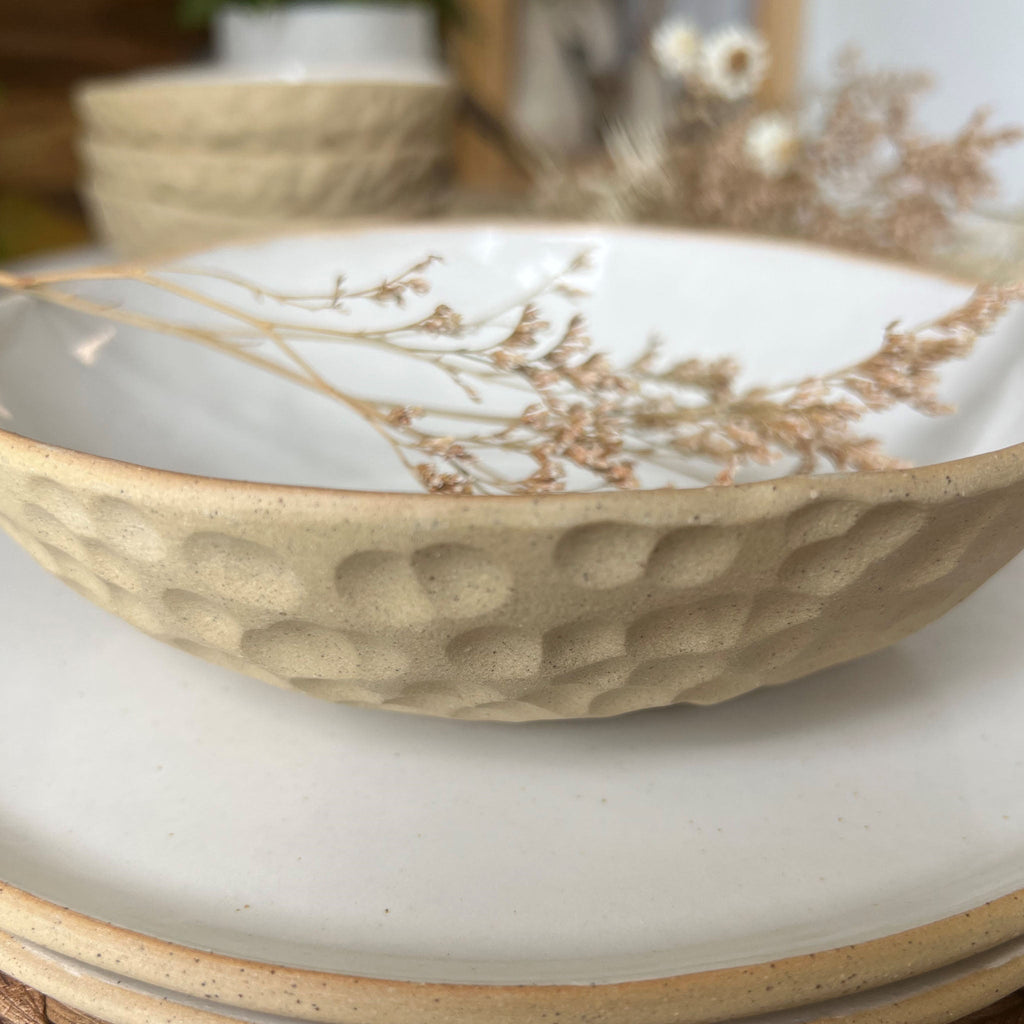 White Dimpled Bowl - Medium 17cm